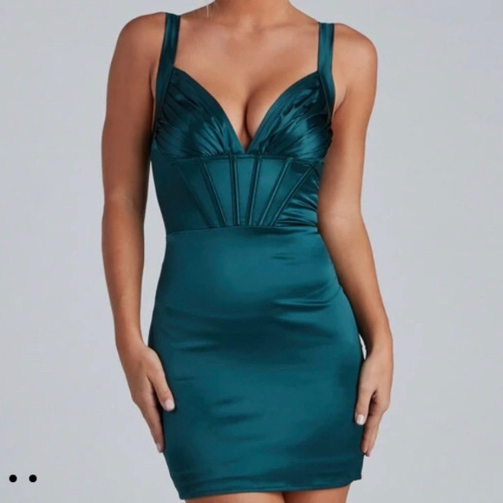 Windsor emerald green corset mini dress